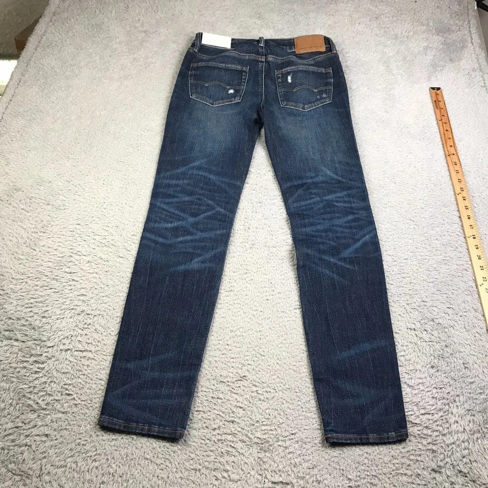 American Eagle Skinny Jeans Mens 29x32 Distresse Dark Wash Stretch Denim NEW NWT